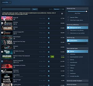 Screencap from steam store search tab. The search is narrowed with a tag "Lovecraftian".